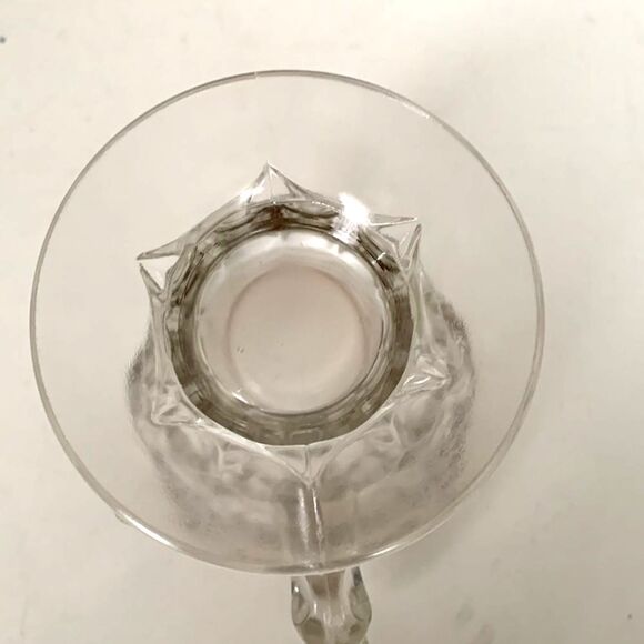Vintage MCM Jeanette Gold Rim Thumbprint Glass Water Pitcher - Picture 4 of 10